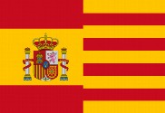 Bandera de España con escudo y Cataluña