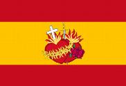 Bandera de España con el Sagrado Corazón de Jesus y María