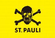 Bandera de FC St. Pauli 2 fondo amarillo y calavera negra