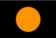 Bandera de negra con círculo naranja
