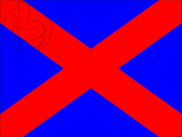 Bandera de Bandera azul aspa diagonal roja