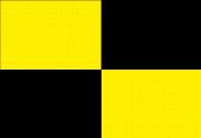 Bandera de negra y amarilla a cuartos