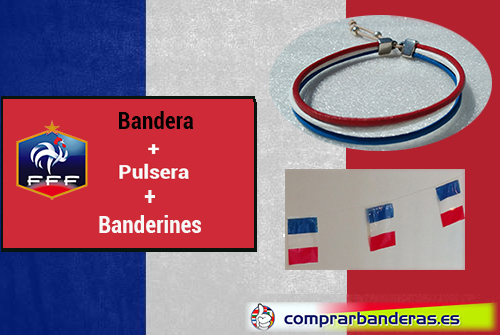 Bandera Francia + banderines plástico + pulsera