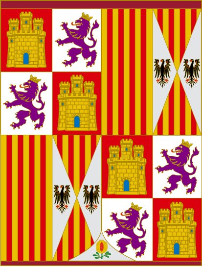 Bandera Pendón heráldico de los Reyes Católicos de 1492-1504