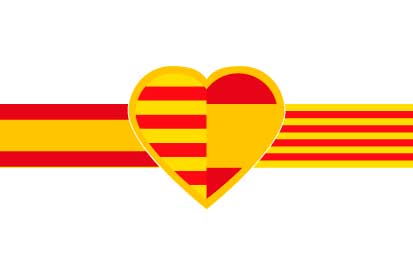 Bandera Corazón español-catalan fondo blanco