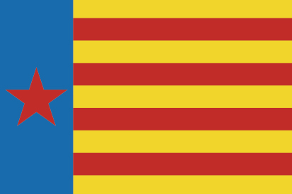 Bandera Estrelada de Esquerra Valenciana horizontal