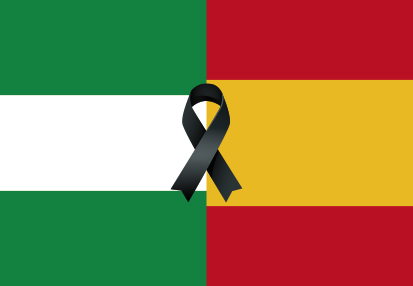 Bandera España Andalucía Crespón negro