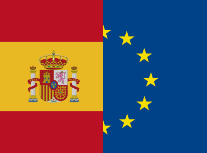 Bandera España y Unión Europea