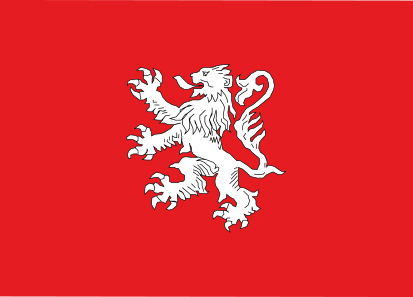 Bandera León blanco y fondo rojo