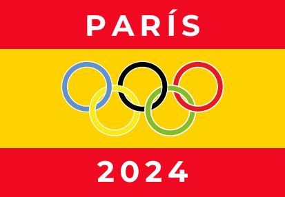 Bandera España anillos olimpícos París 2024