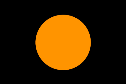 Bandera negra con círculo naranja