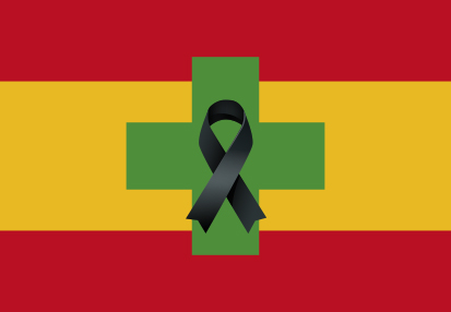 Bandera de España Farmacia Crespón Negro