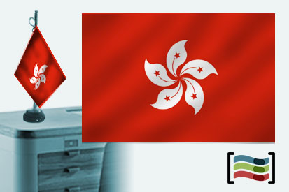 Bandera de Hong Kong sobremesa bordada