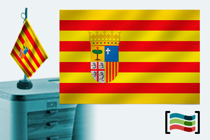 Bandera de Aragón sobremesa bordada