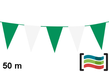 Banderines Verde y Blanco de plástico 50m