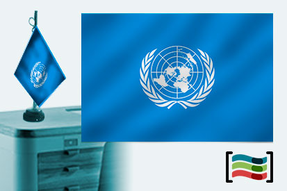 Bandera de la O.N.U. sobremesa bordada