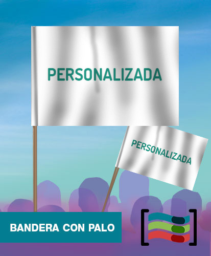 15 Banderas Personalizadas de mano de Tela con palo