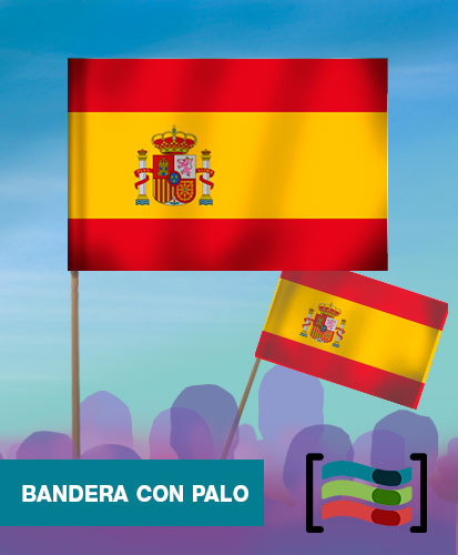 15 Banderas España de mano con palo de Tela - envío 24/48 horas