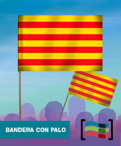 15 Banderas Cataluña de mano con palo de Tela