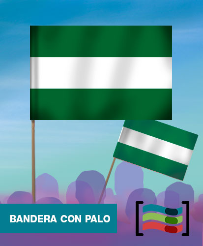 15 Banderas  Andalucía de mano con palo de Tela