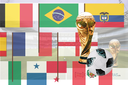 Pack Banderas con palo Mundial Rusia 2018 