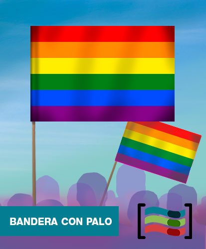 15 Banderas Orgullo Gay de mano con palo Orgullo de Tela