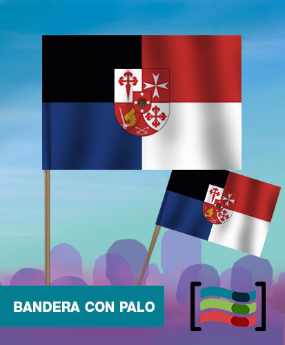 15 Banderas Región de la Mancha de mano con palo de Tela