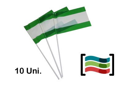 10 Banderas Andalucía de mano plástico con palo 10 uds.