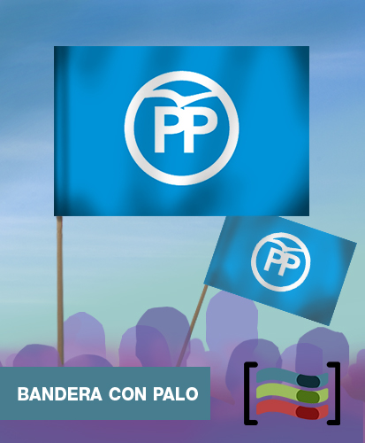15 Banderas PP de mano con palo de Tela