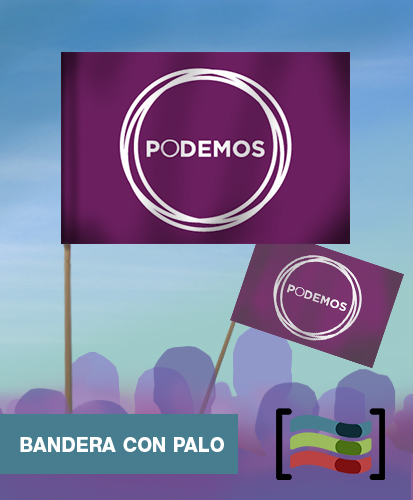 15 Banderas PODEMOS de mano con palo de Tela