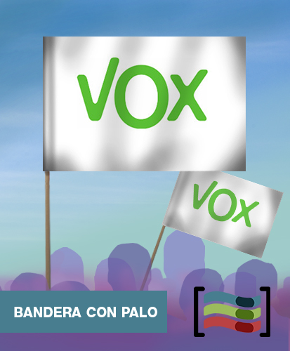 15 Banderas Vox de mano con palo de Tela