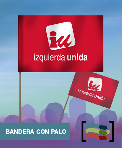 15 Banderas IUde mano con palo de Tela