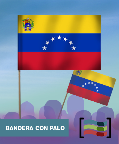 15 Banderas Venezuela de mano con palo de Tela