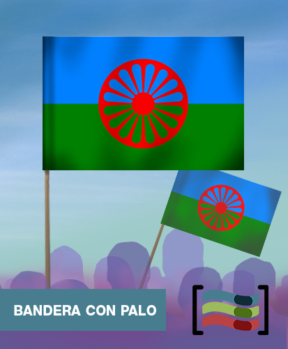 15 Banderas Gitana de mano con palo de Tela