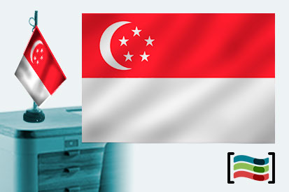 Bandera de Singapur sobremesa bordada