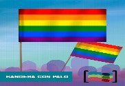 Bandera Orgullo Gay con palo de Tela de mano