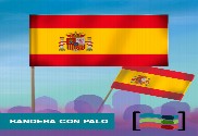 15 Banderas España de mano con palo de Tela - envío 24/48 horas