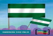 15 Banderas  Andalucía de mano con palo de Tela