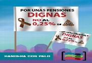 15 Banderas Pensiones Dignas con palo de mano de Tela
