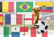 Pack Banderas con palo Mundial Rusia 2018 