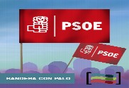 15 Banderas PSOE de mano con palo de Tela