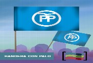 15 Banderas PP de mano con palo de Tela