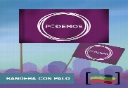 15 Banderas PODEMOS de mano con palo de Tela