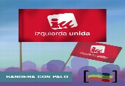 15 Banderas IUde mano con palo de Tela